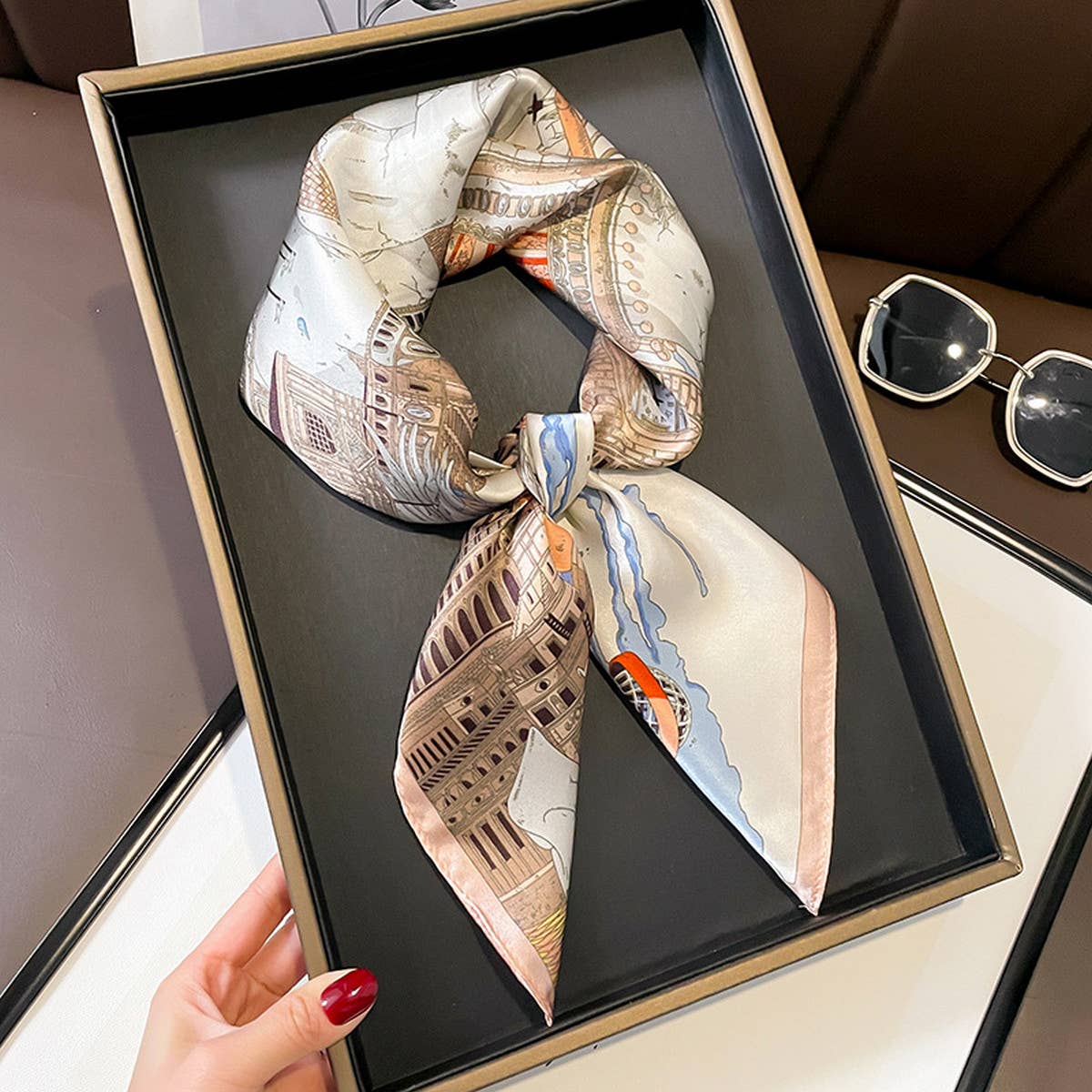 French Vintage Silk Square Scarf - Neck Accessory_CWASC0609