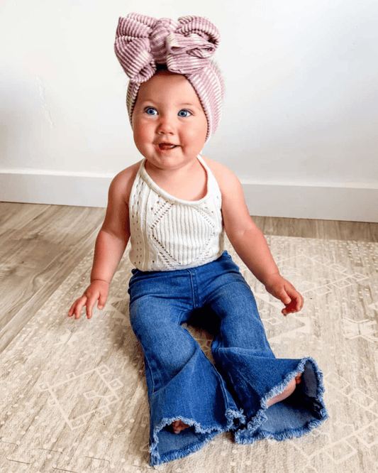 Retro Baby Bell Bottoms – Dark Wash Denim