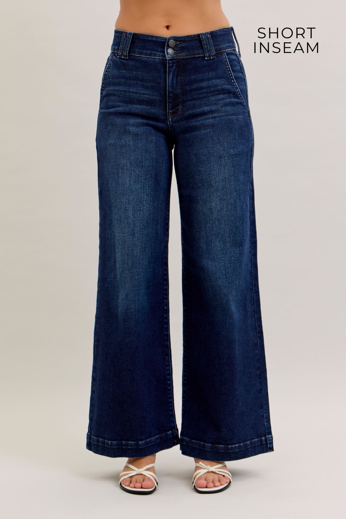 Judy Blue High Waist Dark Wash Wide Leg Trouser - 31” Inseam
