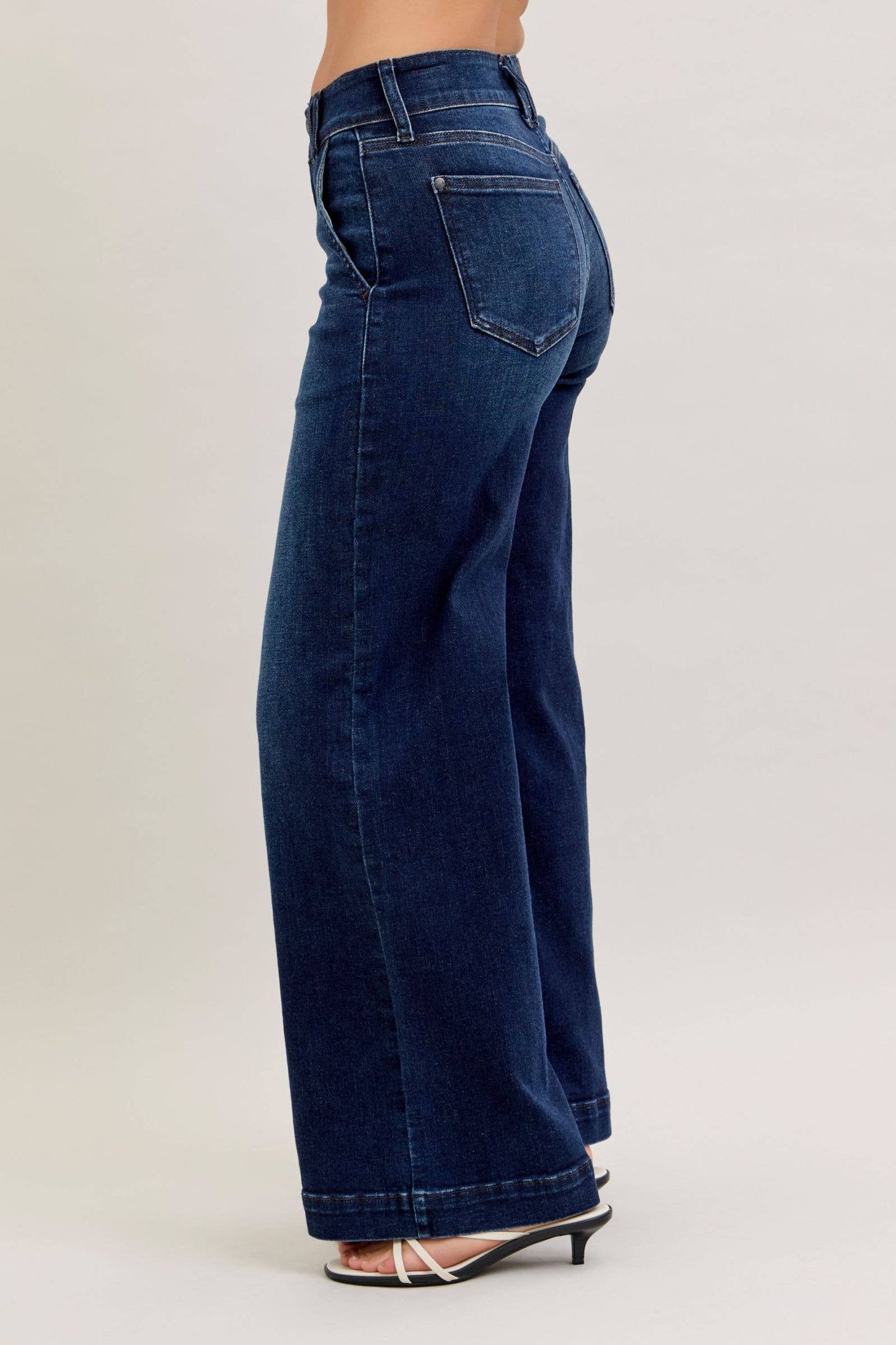 Judy Blue High Waist Dark Wash Wide Leg Trouser - 31” Inseam