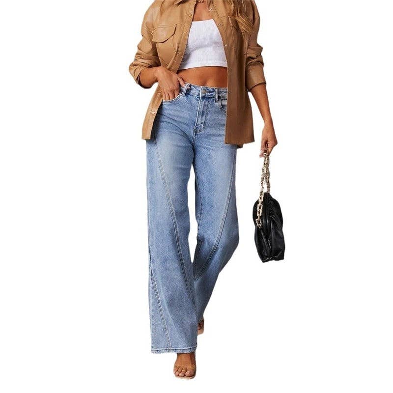 High-Waisted Wide-Leg Stretch Jeans