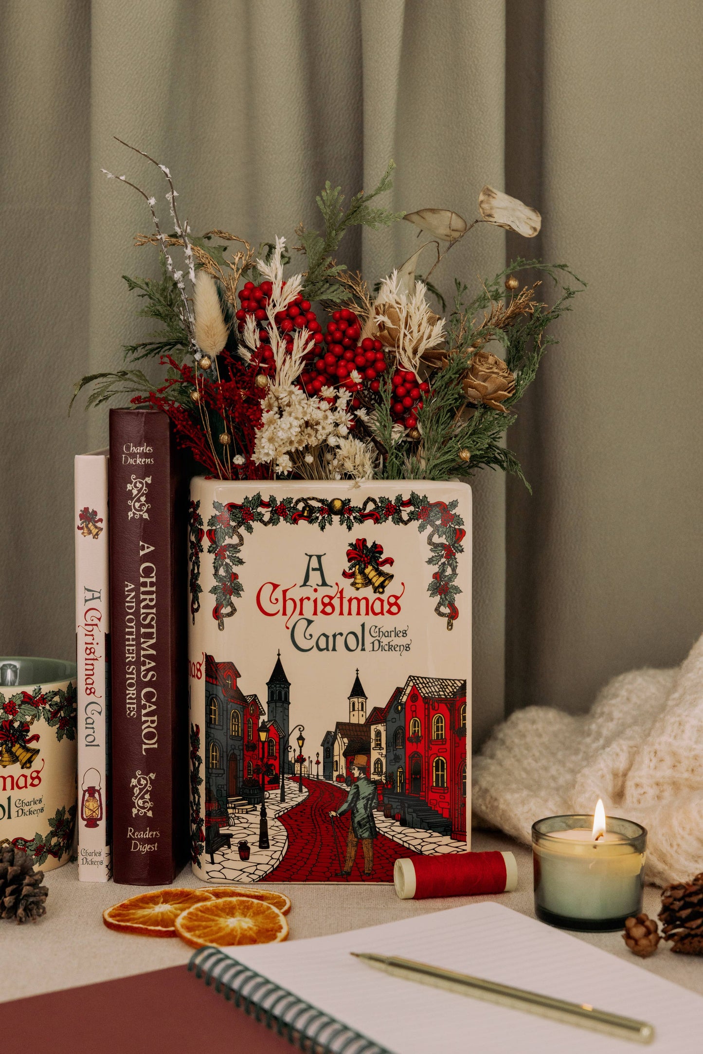 Large Holiday Book Vase, A Christmas Carol