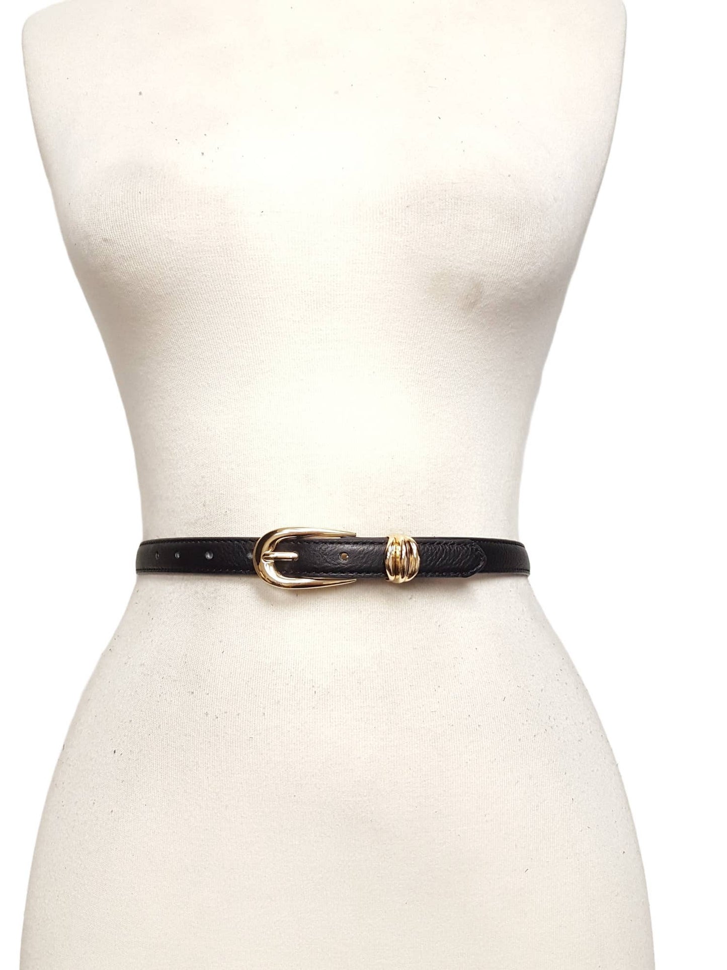 Skinny Gold Tone Buckle and Loop Belt