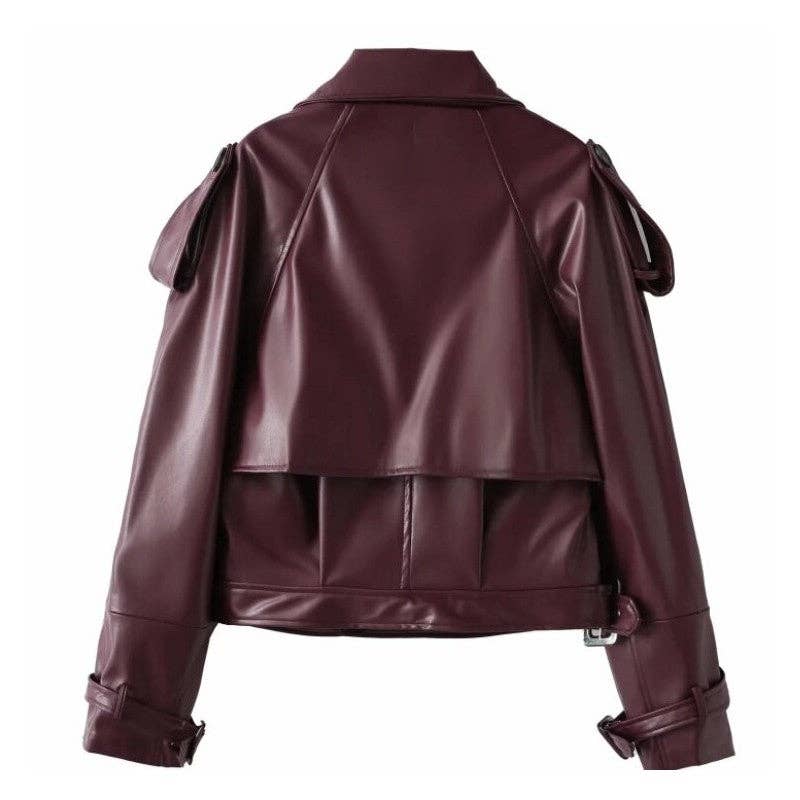 Retro Collar Leather Biker Jacket